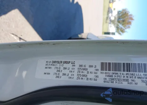 2014 Ram 1500 Slt из США, поврежденный, VIN 1C6RR7GT6ES199385